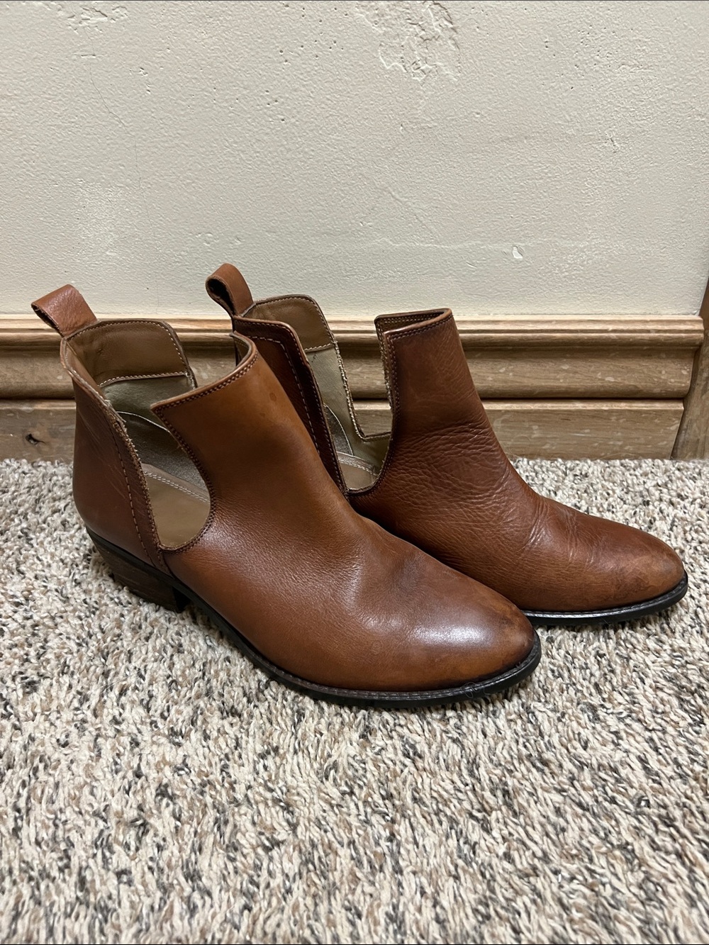 Journee Collection Tan Brown Leather Chelsea Booties